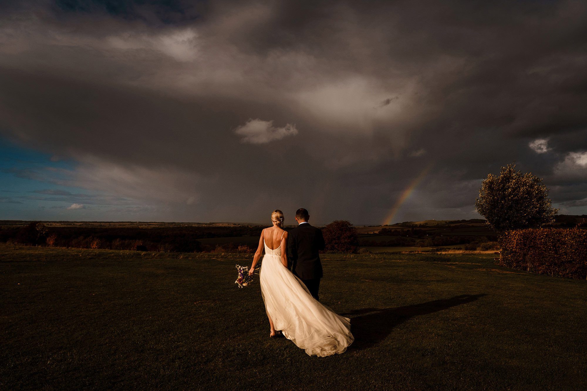 bride and groom portrait at primrose hill farm in The Cotswolds