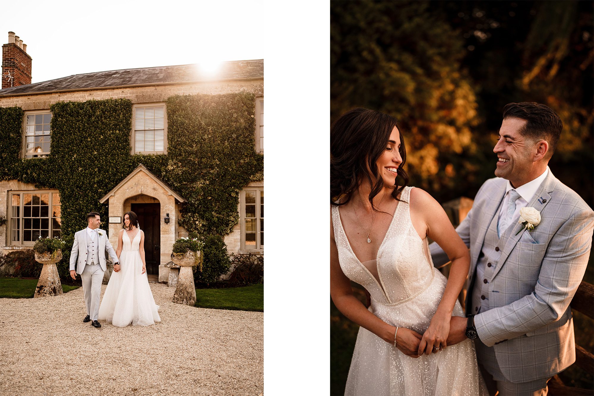 Bride and groom during their cotswolds wedding photoshoot