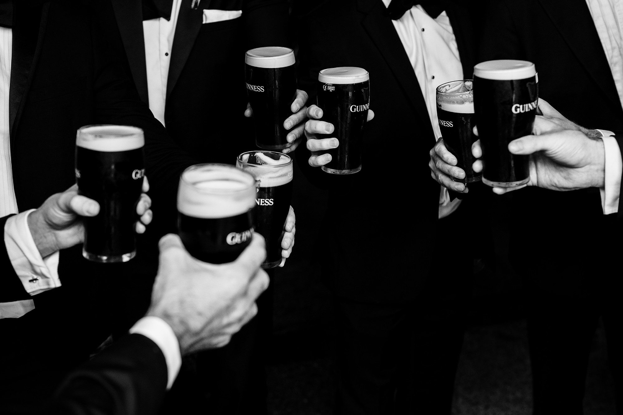 groomsmen toast in the morning before wedding